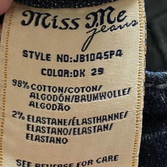 MISS ME Boyfriend Capri Jeans Blingy Dark Wash Thick Stitch Size 27 New with Tag - Picture 8 of 12